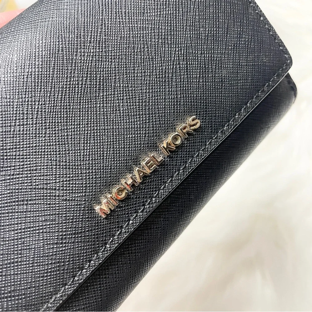 ❌ SOLD ❌ Michael Kors Jet Set Small Saffiano Leather Black Trifold Wallet - Picture 6 of 6